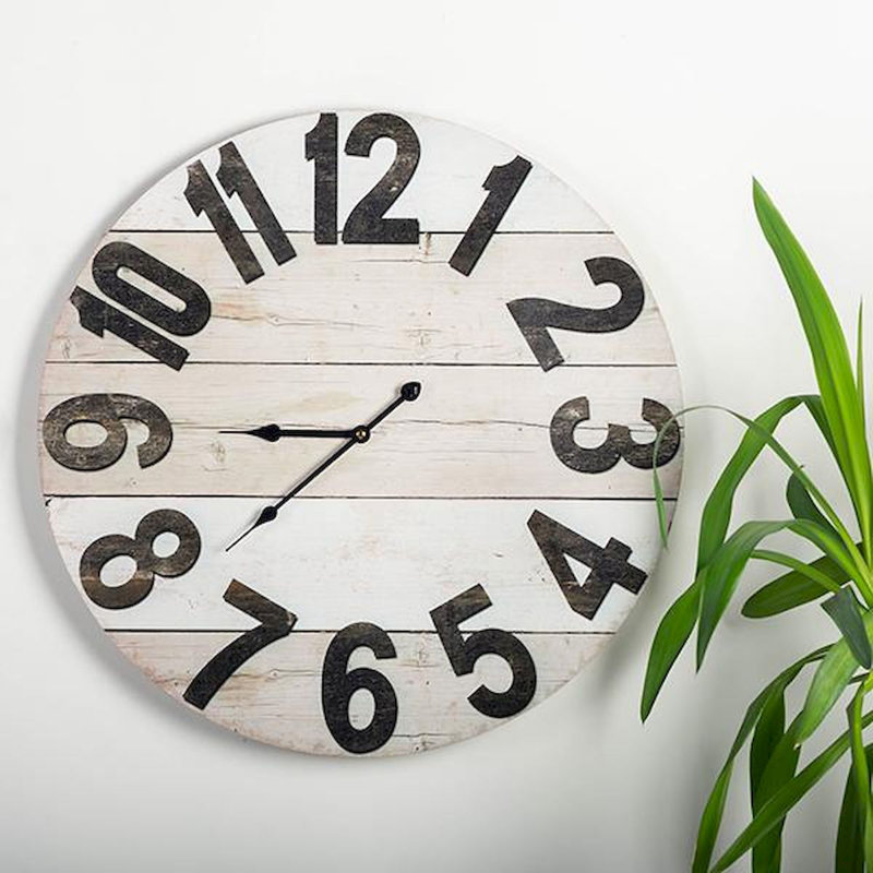 Très grande horloge murale 23 "Planks