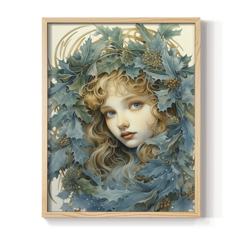 Reproduction d'art encadrée en bois massif Christmas Christmas, H 15 po x l 12 po, Naturel