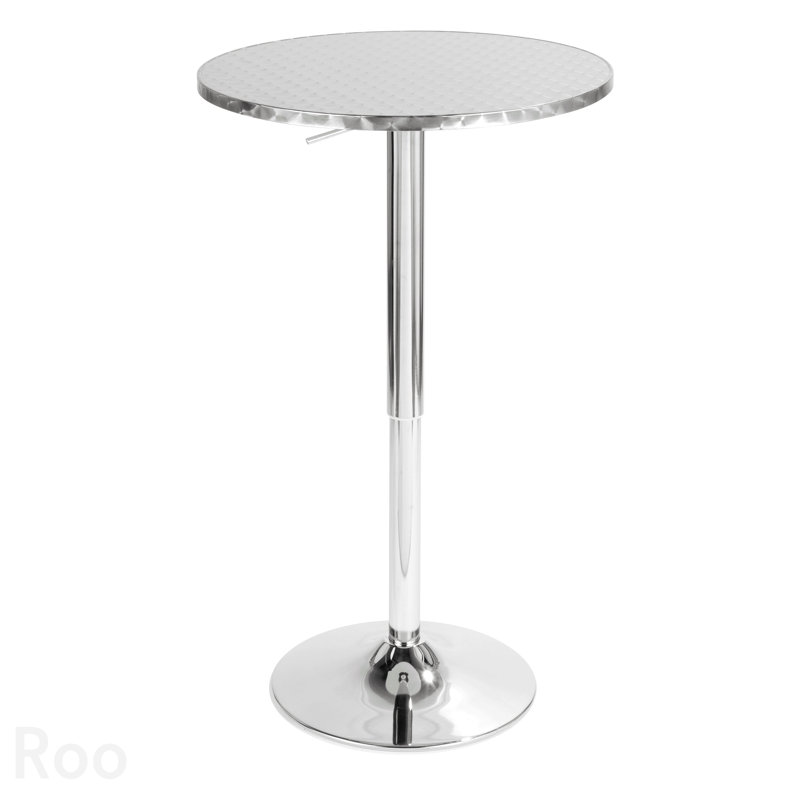 Contemporary Adjustable Round Bar Table In Silver