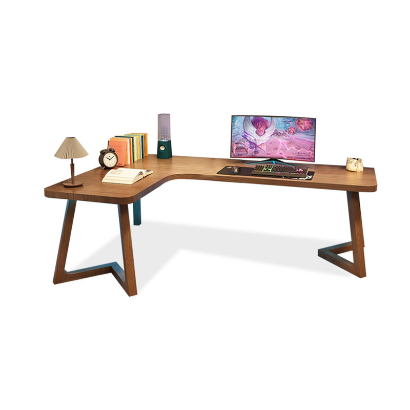 Bureaux rectangulaires en bois massif brun clair, Retour à droite, H 29,53 po x l 70,87 po x P 39,37 po