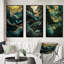 «Green Linear Symphony», 3 pièces sur toile-1793365600-1793365625