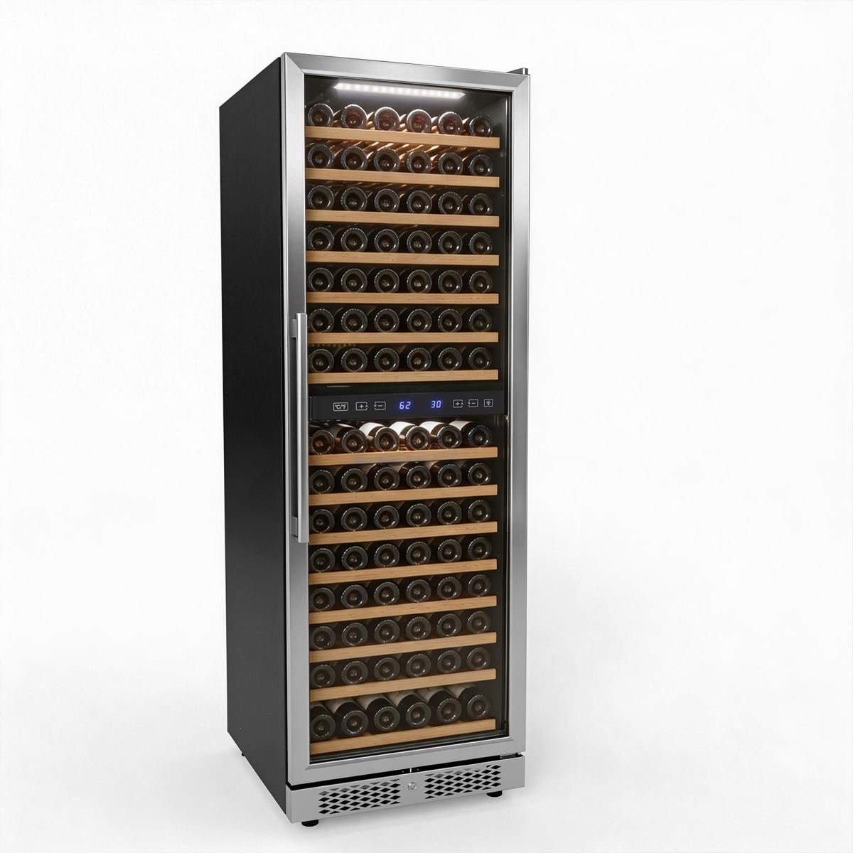16 Cu.Ft. Dual Zone 160 Bottle Capacity Built-In Wine Cooler In Black With 15-Tier Beech Wood Shelves — FIN-0015174 | Fridge.com