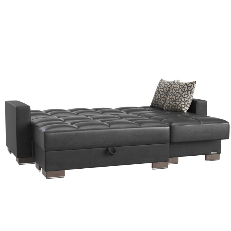 Chaise longue convertible avec rangement Primenest Nimbusflow, Noir