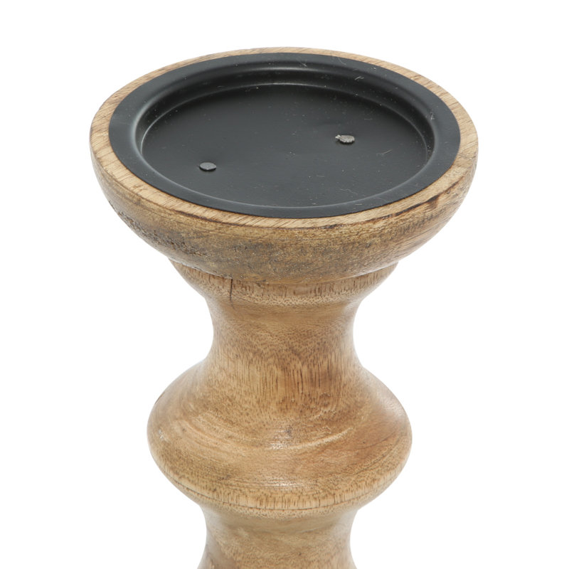 10.05'' H Wood Tabletop Candlestick