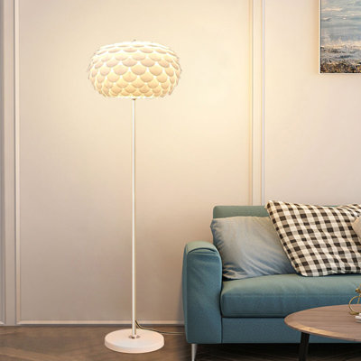 French Cream-Style Wrought Iron & PVC Floor Lamp