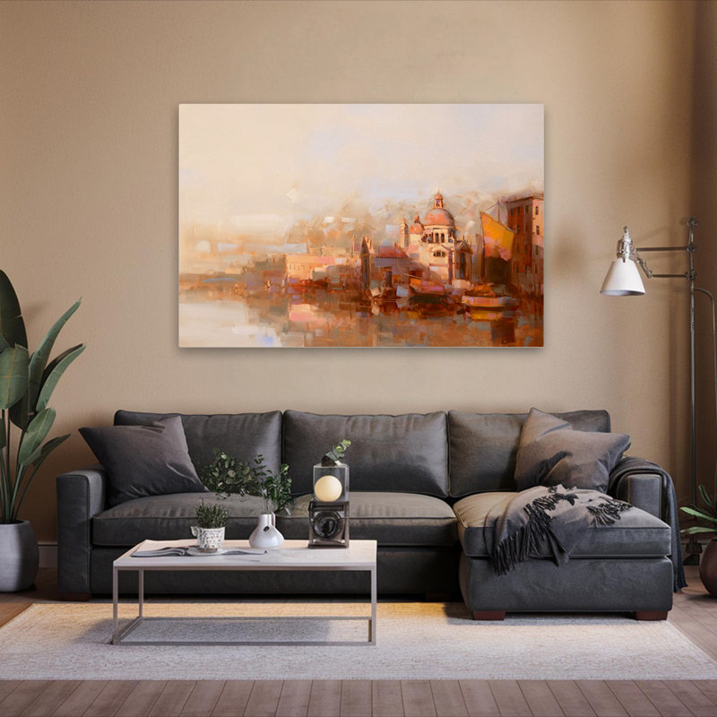 Paysage urbain de Venise, Italie, art abstrait, art contemporain, H 60 po x l 40 po