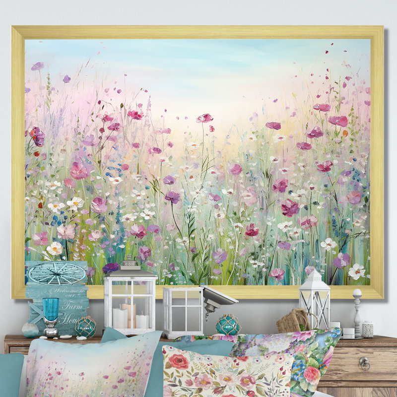 Art sur toile, "Fleurs sauvages", Cadre photo unique, H 12 po x l 20 po, Doré