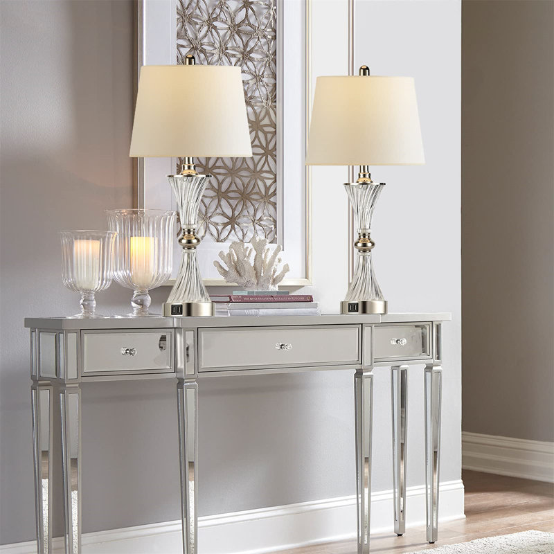 Ahola Table Lamp, 26" H x 12" W x 12" D, Silver