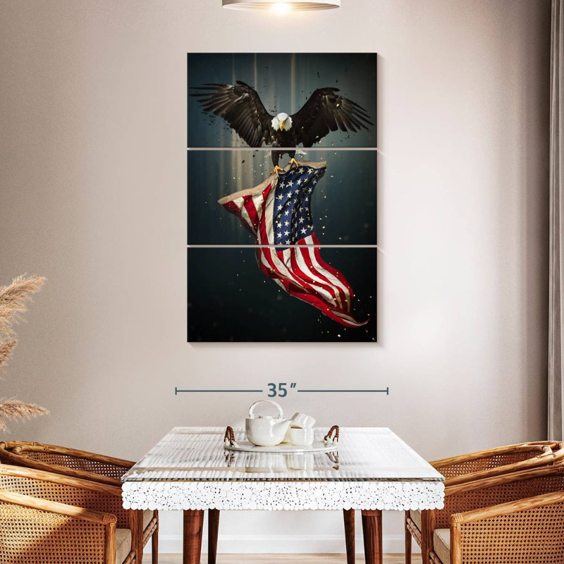 Borges Eagle And American Flag, 50" H x 32" W