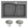 KRAUS Quarza™ 33" L Dual Mount 60/40 Double Bowl Granite Kitchen Sink and Strainers