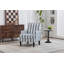 Chaise d'appoint rembourrée, fauteuil vintage avec tissu en lin rayé bleu et blanc et garniture cloutée pour le salon