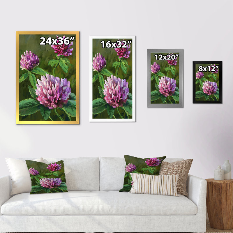 Fleurs sauvages mauves II - Peinture, H 20 po x l 12 po x P 1 po, Cadre photo noir