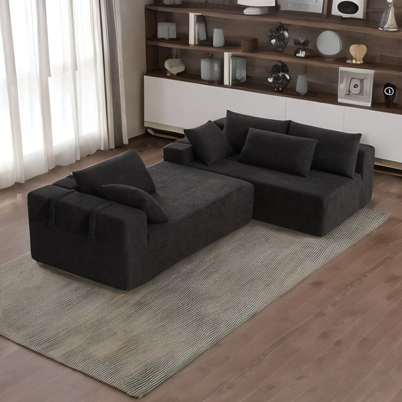 Modular L-shaped Sectional Sofa, Black