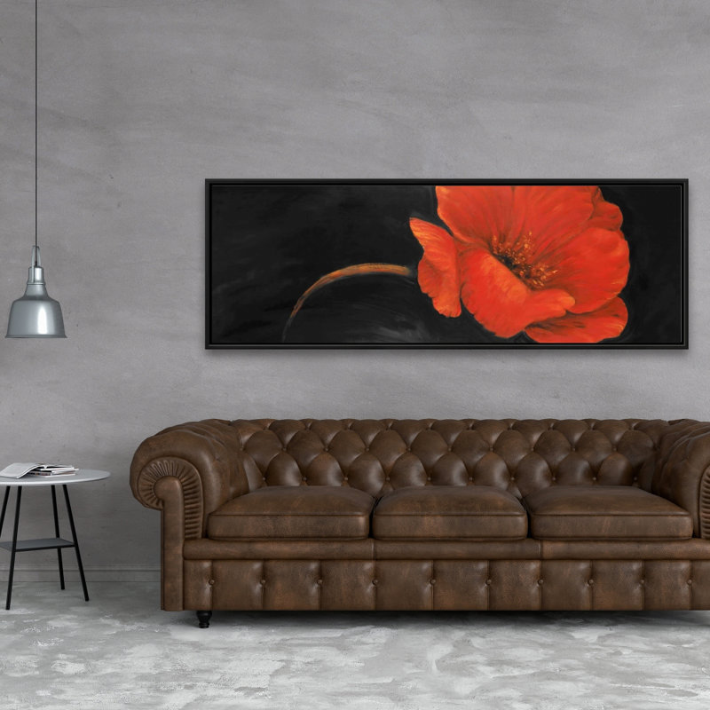 Fleur rouge - chambre à coucher florale, art sur toile pour la décoration intérieure