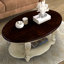 Table basse ovale de 42 po pour le salon, table basse à 2 niveaux avec tablette de rangement ouverte, plateau et plateau faciles à assembler-122510842