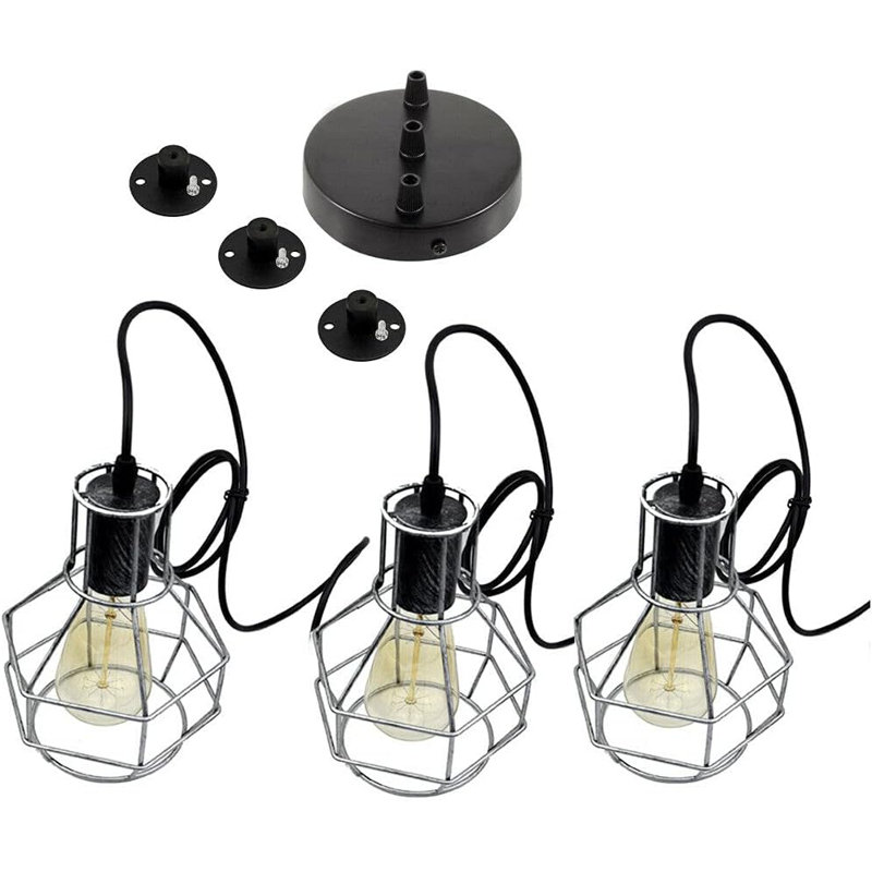- Light Brushed Silver Cluster Pendant, 3