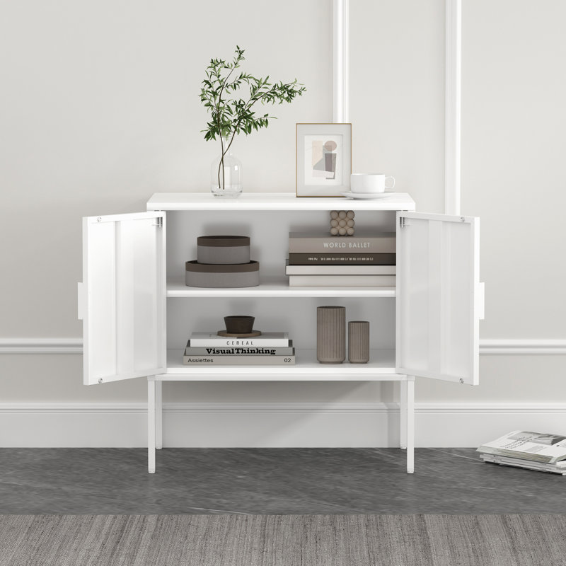 Ava 24" Metal Accent Cabinet In White, White