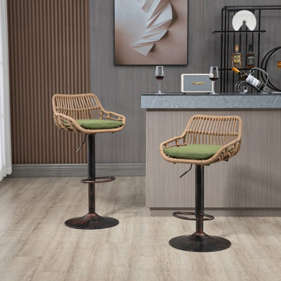 Ensemble de 2 tabourets de bar modernes pivotants avec repose-pieds réglables pour cuisine et salle à manger