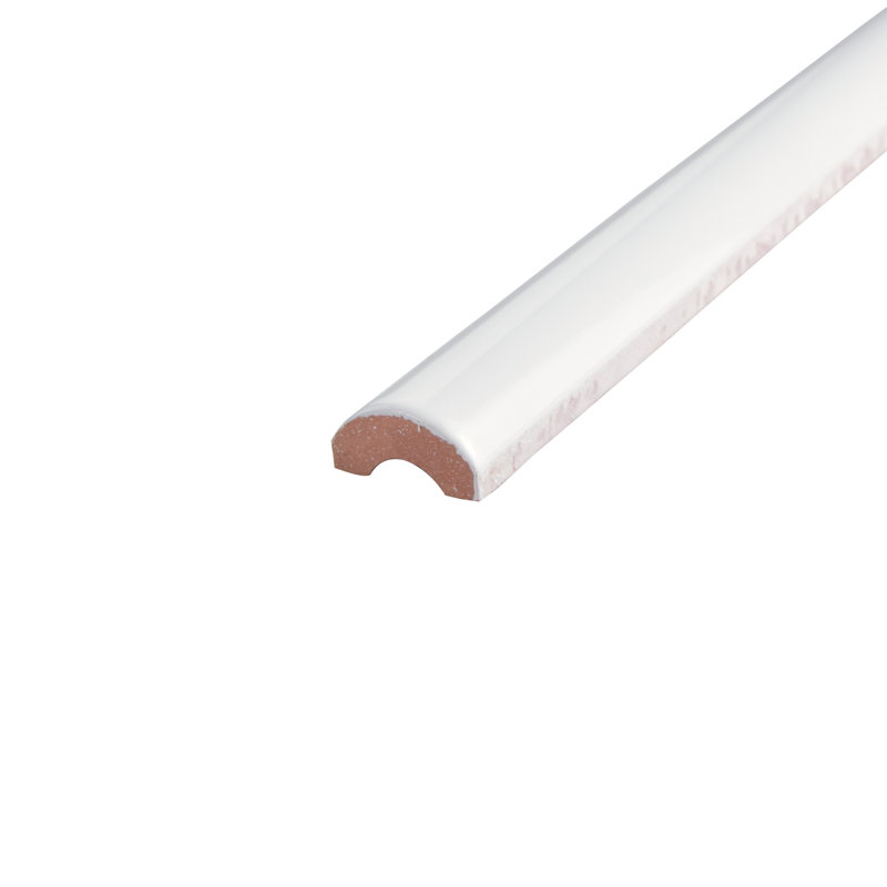 Bordon 1"x 7-7/8" Ceramic Quarter Round Wall Tile Trim in, Blanco