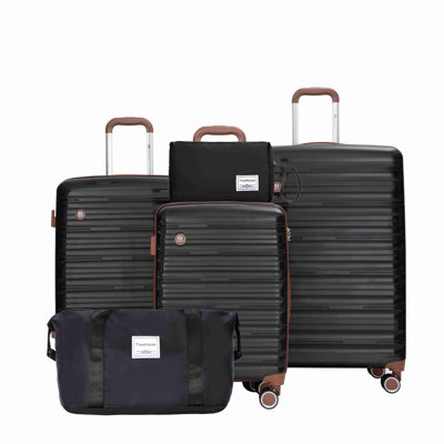 5-Piece Luggage Set,PP Hardshell Luggage Set with TSA Lock and Durable Spinner Wheels (20"24"28 +a travel bag and a toiletry bag)