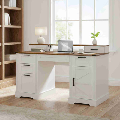 Bureau de ferme 59 po avec station de charge et armoire de rangement 59 po