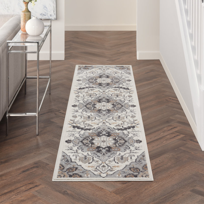Tapis oriental gris / ivoire / brun Berendt, Tapis de couloir 2 pi 3 po x 7 pi 6 po