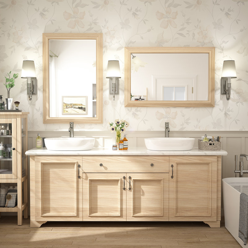 Miroir mural Amara, 36 po x 24 po, Bois jaune clair
