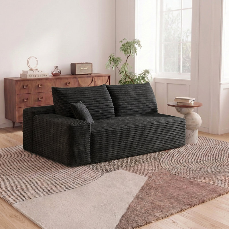 Canapé d'angle modulaire moderne avec méridienne - Aucun assemblage requis, Noir