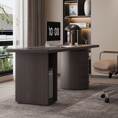 Bureau rectangulaire en bois manufacturé Smoky Wood