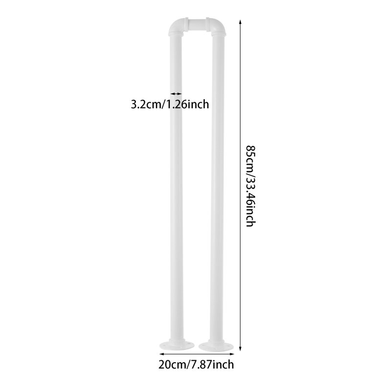 Rampe d'escalier blanche en métal en forme de U, H 33,46 po x l 7,87 po x P 3,34 po