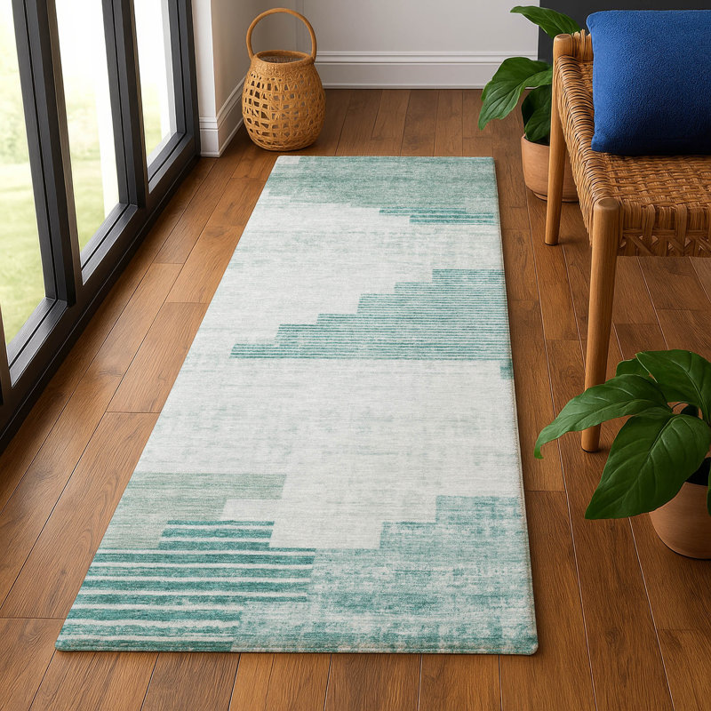 Premium Machine Washable Ashington AMF1829 Geometric Rug, Runner 2'3" x 7'6"