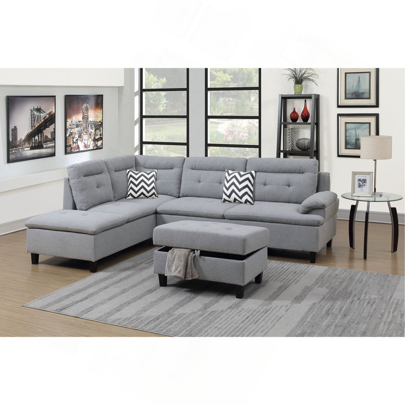 Canapé modulaire en lin gris