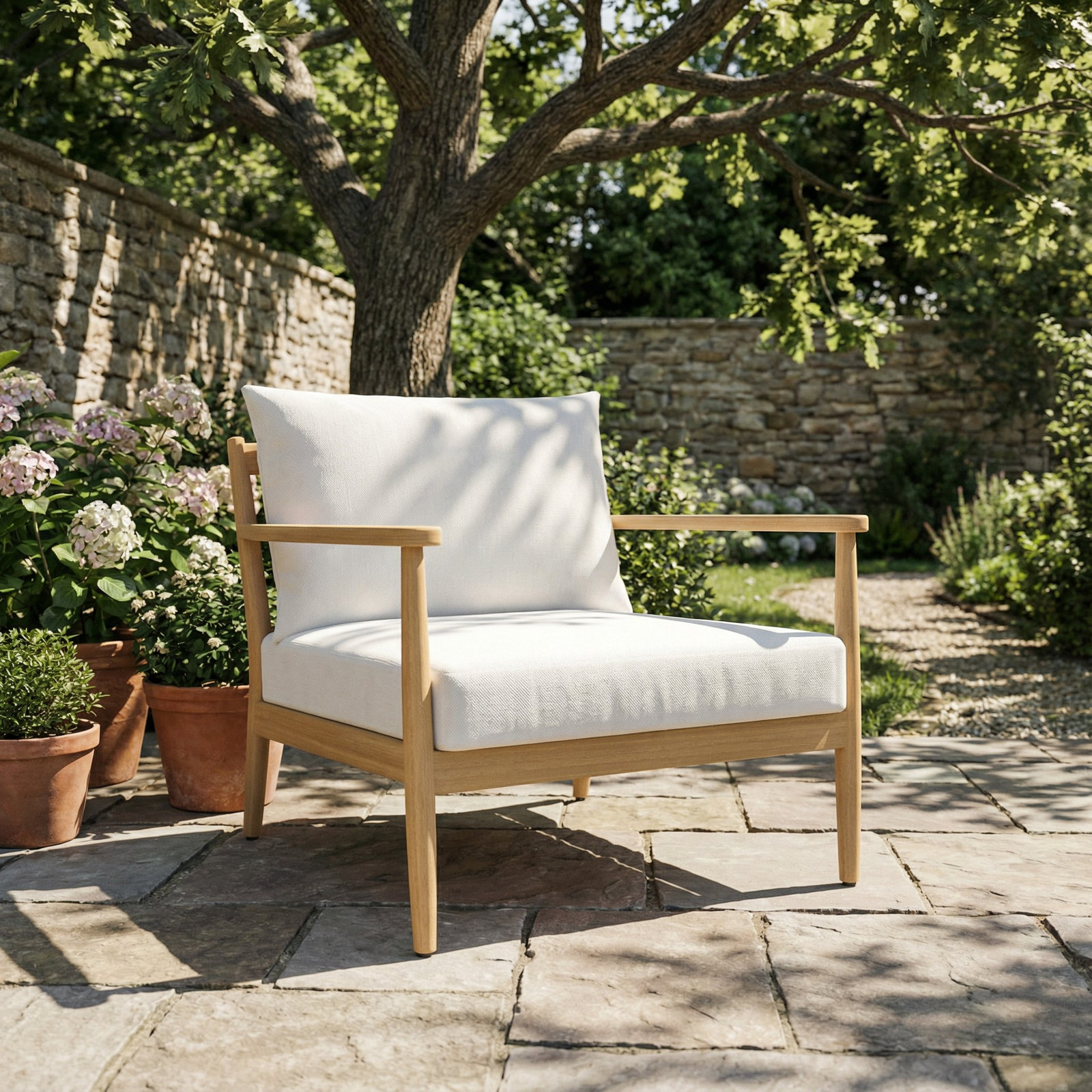 Juniper Teak Patio Lounge Chair, White