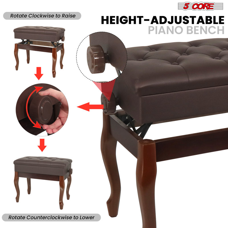 Tabouret réglable en bois 5 niveaux, Brun