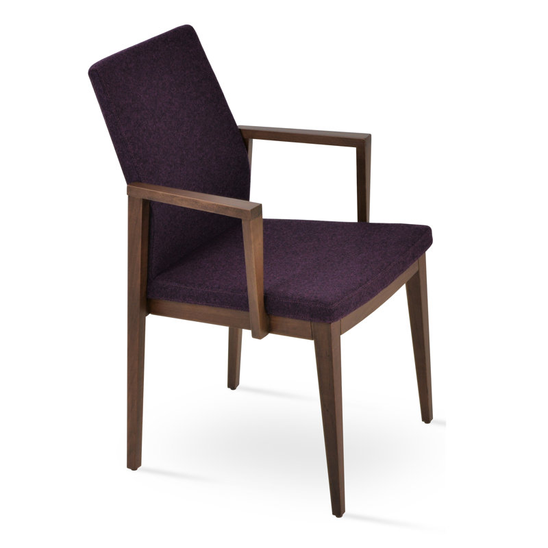 Fauteuil Pasha, Cuir brun, Noyer