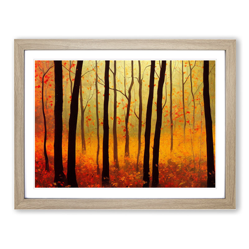 Cool Autumn Forest - Framed Print, 25cm H x 34cm W x 2cm D, Oak Framed