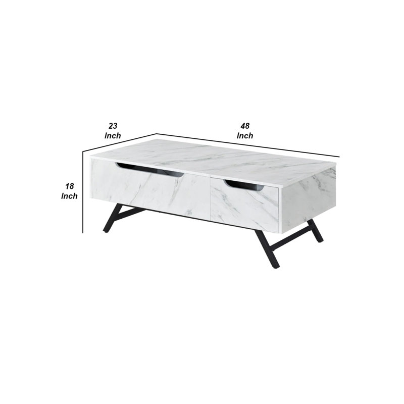 Steinhauer 1-Drawer Coffee Table, White, 24.5" H x 23.5" W x 48.5" L