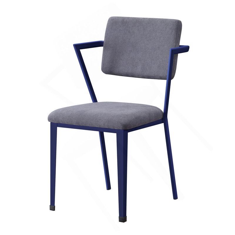 Chaise de bureau rembourrée grise et bleue, Bleu