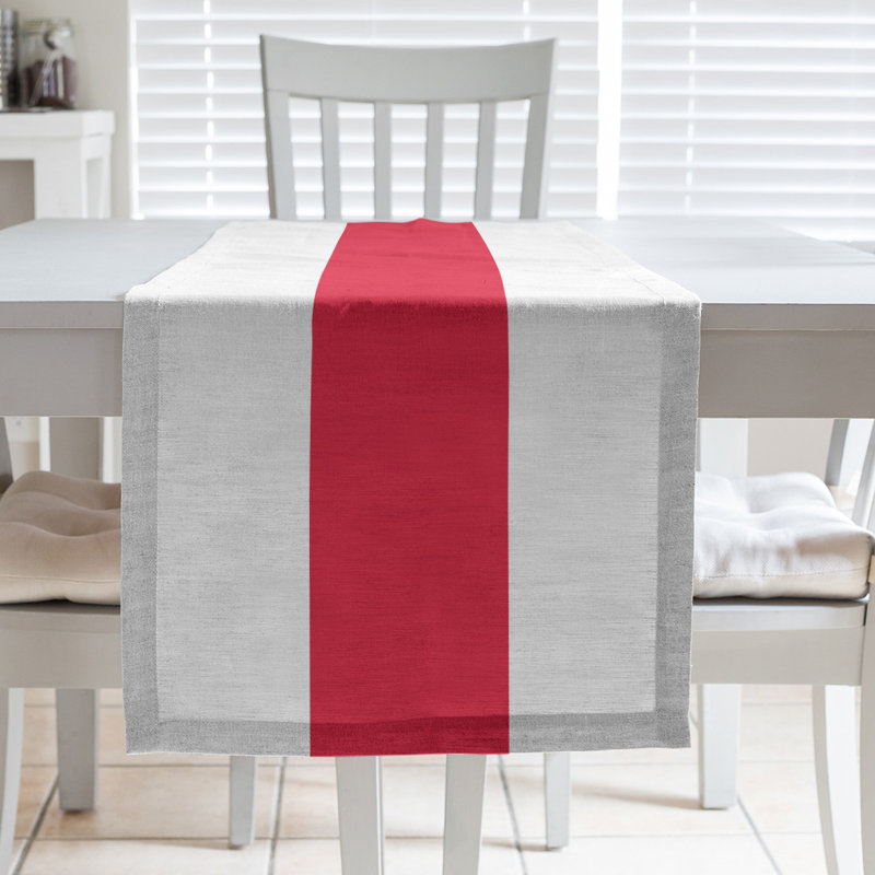 Kansas City Football Stripes Table Runner, 90" L x 16" W, Cardinal Red/Gold/White, Polyester