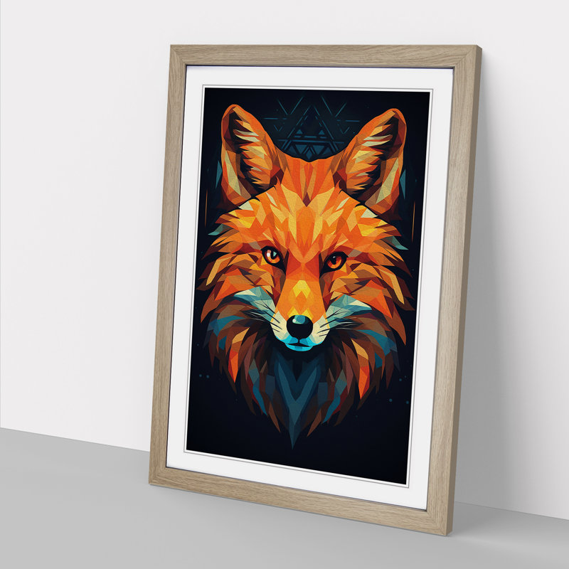 Fox Geometric - Framed Print, Oak Framed, 64cm H x 46cm W
