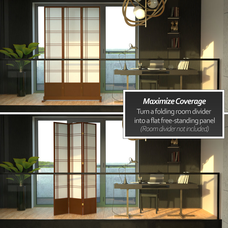 Room Divider Stand - Walnut - 3 Panel, Walnut, 4" H x 53" W x 19.5" D