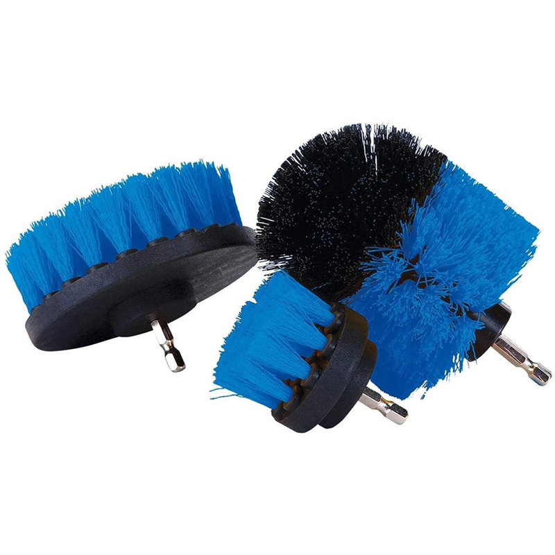 3 Piece Cordless Drill Brush Heavy | Nylon Stiff Bristles | Interchangeable Shafts | Bathroom Surfaces, Grout, Floor, Tub, Shower, Tile, Corners, Kitchen, Automotive, Grill | Fits Most Drills