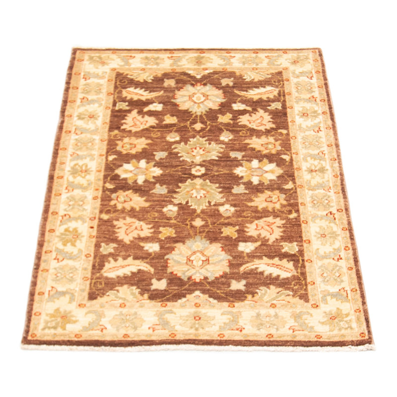 Tapis unique en laine noué à la main beige et brun nouvel âge 3 pi x 4 pi 10 po Dasan