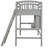 Twin Size Loft Bed With Storage Shelves, Desk And Ladder, Gray-1828780544