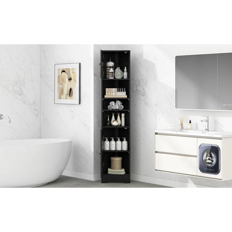 Armoire de salle de bain Space avec tablettes réglables - couleur noire et espace de rangement