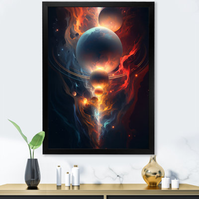 Merveilles universelles orange bleues sur toile