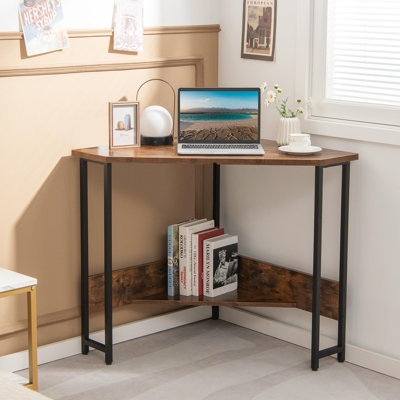 Steel Computer Desk with Built-In Electrical Outlet