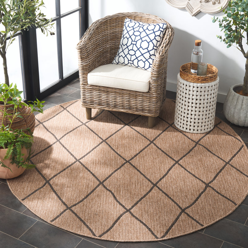 Leianna Retreat Performance Geometric Rug, Round 6'7"