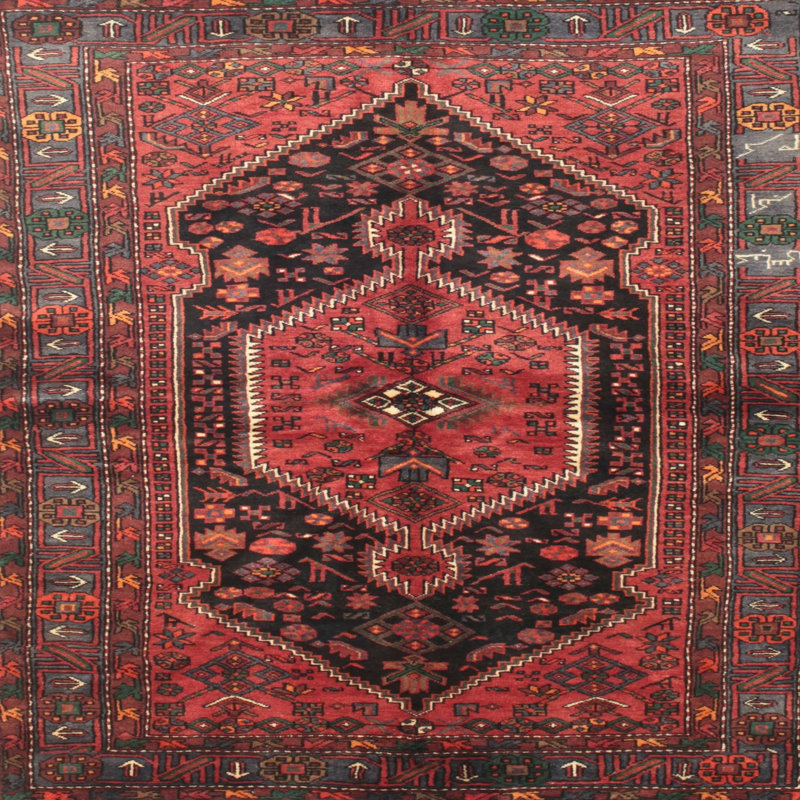 Tapis rouge à motif sud-ouest, Rond 5 pi