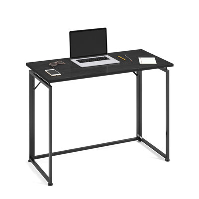 Bureau pliable peu encombrant - noir - L 39,5 po x l 19,8 po x H 29,2 po - panneau de fibres à densité moyenne et acier - 1 pièce - noir